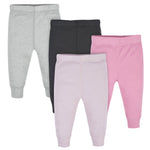 Gerber Baby Girls Multi-Pack Active Pants Set, pink/black/gray, 6-9 Months
