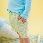 RUGGEDBUTTS Boys UPF50+ Stretch Neon Swim Trunks - Banana Coastal Charm, 3-6m