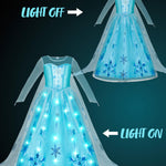 Spooktacular Creations Halloween Kids Ice Princess Dresses, Light-Up Princess Costume for Girls, Sequin Snowflake Long Cape Gown for Toddler Birthday, Halloween Dress-Up Party (3T, 3-4 yrs)