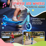 Kick Scooter for Kids 5-7 6-8 Years Age - Solid Metal Anti-Crack Frame&Brake,Height Adjustable,Light Up Two Wheel Toddler Scooter 4 Year Old,Boys Girls Outdoor Kid Child Toy Blue