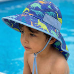 icolor Kids Sun Hat UPF50+ Sun Protection Bucket Hat Toddler UV Protection Summer Travel Beach Play Hats with Neck Flap for Girl Boy Ages 3~10 (Littledinosaur)