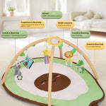 CoziBB Baby Play Gym Mat & Activity Mat, Baby Tummy Time Mat, Large Avocado Shaped Playmat with 6 Detachable Toys for Motor Skills & Sensory Development, Washable Infant Baby Essentials,Light Green