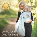Ring Sling Baby Carrier - USA Lab Tested, 100% Natural Cotton Muslin, Breathable & Ergonomic Ring Sling Light Green