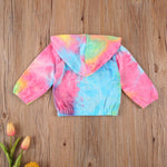 Emmababy Tie Dye Sweatshirt Jacket Baby Girl Hoodie Zipper Long Sleeve Rainbow Print Coat Toddler Hooded Zip Up Outerwear (Colorful, 9-12 Months)