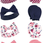 Hudson Baby baby-girls Cotton Headband and Scratch Mitten Set