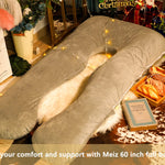 Meiz Pregnancy Pillow, U Shaped Full Body Pillow, Pregnancy Pillows for Sleeping, Maternity Pillow for Pregnant Women with Removable Velvet Cover (60 Inch, Gray)