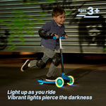 JOVA ZIFFY 3 Wheel Scooter for Kids 3-5, Toddler Kick Scooters with LED Light-Up Wheels for Boys and Girls, 5 Adjustable Height and Lean-to-Steer Design, Support up to 110 lbs, Blue
