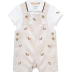 Little Me Clothes for Baby Boys' Puppies Shortall Set, Tan Puppies, 9 Months