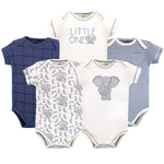 Touched by Nature Unisex Baby Organic Cotton Bodysuits, ELEPHANT, 9-12 Months