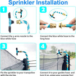 Trampoline Sprinkler for Kids Backyard Water Park Net Friendly WaterWhirl Outdoor Game Toys Adjustable Summer Toys Included Accessories Tool Exclusive Copyright (Blue)