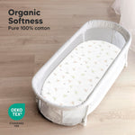2-Pack Organic Bassinet Sheets for Girls, Boys - 100% Cotton Bassinet Mattress Sheets Compatible with Halo Bassinest Swivel Sleeper, Graco, Baby Delight, Chicco, Unisex Fitted Bassinet Sheets (Meadow)