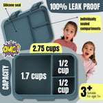 BEARFOOT Kids Lunch Box with Compartments – Compact & Lightweight | Leak-Proof, BPA-Free, Dishwasher Safe | Hand-Drawn Design for Preschool, School, Travel (Astro Bear Blue, 2.75 Cups)