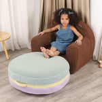 MOMCAYWEX Macaron Bean Bag Chair for Kids and Teens, Comfy Sherpa Pouf Ottoman for Kids and Adult, 27.5"×27.5"×13.5", Purple and Green