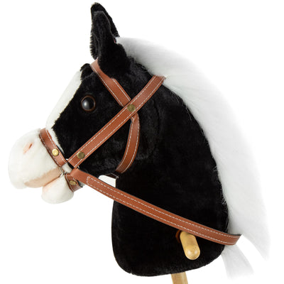 MUOVE 36'' Plush Horse Riding Stick , Handsewn Head, Sturdy Wood Stick, Plus Neighing & Clip-Clop Sounds