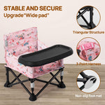 Portable Baby Chair Baby Bumbo Seat with Tray,Baby Camping Chair with Tray for Baby Girl,Design Straps to Kitchen Chairs,Indoor/Outdoor Use(Pink)