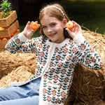Infant Cardigan 3t 4t Toddler Girl Long Sleeve Floral Button Knit Sweater Cute Fall Winter Off-White Floral Knitwear Cardigans