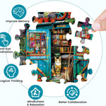 500 Piece Puzzle for Adults Jigsaw Puzzles Cat Puzzles, Book House Puzzles for Elderly Kids Teens, Artistic Decorations, Educational Toys Challenging Activity Gift Family Puzzle Lovers for Friends