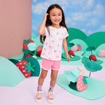 Garanimals Baby & Toddler Girl Ice Cream Tees - Short Sleeve Tees - Kid's Casual Crew Neck - Size 3-6 Months - White, Pink, Blue - 4 Pack