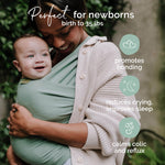 Boba Baby Wrap Carrier – Original Baby Sling Carrier for Newborns (7–35 lbs), Soft, Secure, Hands-Free & Ergonomic, Ideal for Comfortable Bonding, New Parents (Sage Green)