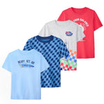 Garanimals Baby & Toddler Boy Car Tees - Short Sleeve Tees - Kid's Casual Crew Neck - Size 0-3 Months - Bright Red, Light Grey, Blue - 4 Pack