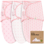 3-Pack Organic Baby Swaddle Sleep Sacks - Swaddles for Newborns, Infant 0-3 Months, Baby Girls, Boys, Soft & Snug Newborn Sleep Sack, Nursery Swaddling Blankets, Velcro Closure (Blossom)