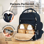 KeaBabies Diaper Bag Backpack - Small Multifunctional Travel Diaper Back Packs, Maternity Baby Changing Bags, 12L Capacity, PU Leather, Waterproof, Unisex, Nappy Changing Pad (Navy Blue, Small)