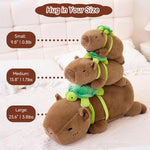 SQEQE Weighted Stuffed Animals Capybara Plush, Weighted Capybara Stuffed Animals with Turtle Backpack, Soft Pillow Toy for Kids Adults, Birthday Present 9.8 Inch, 0.8 Lb