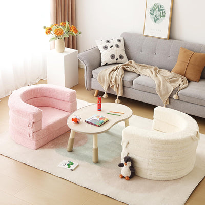 Welnow 3-in-1 Kid Toddler Travel Bed, Convertible Portable Toddler Flip Out Floor Beds, Foldable Kid Cot with Washable Cover & High-Density Mattress, Kids Folding Couch for Girl or Boy, Pink