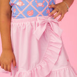 RuffleButts Girls Swim Bow Skirt Cover-Up - Pink, 2T/3T