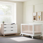 Babyletto Hudson 3-in-1 Convertible Baby Crib with Wooden Toddler Bed & Daybed Conversion - Easy to Assemble & GREENGUARD Gold Certified - 4 Adjustable Mattress Heights - White & Washed Natural