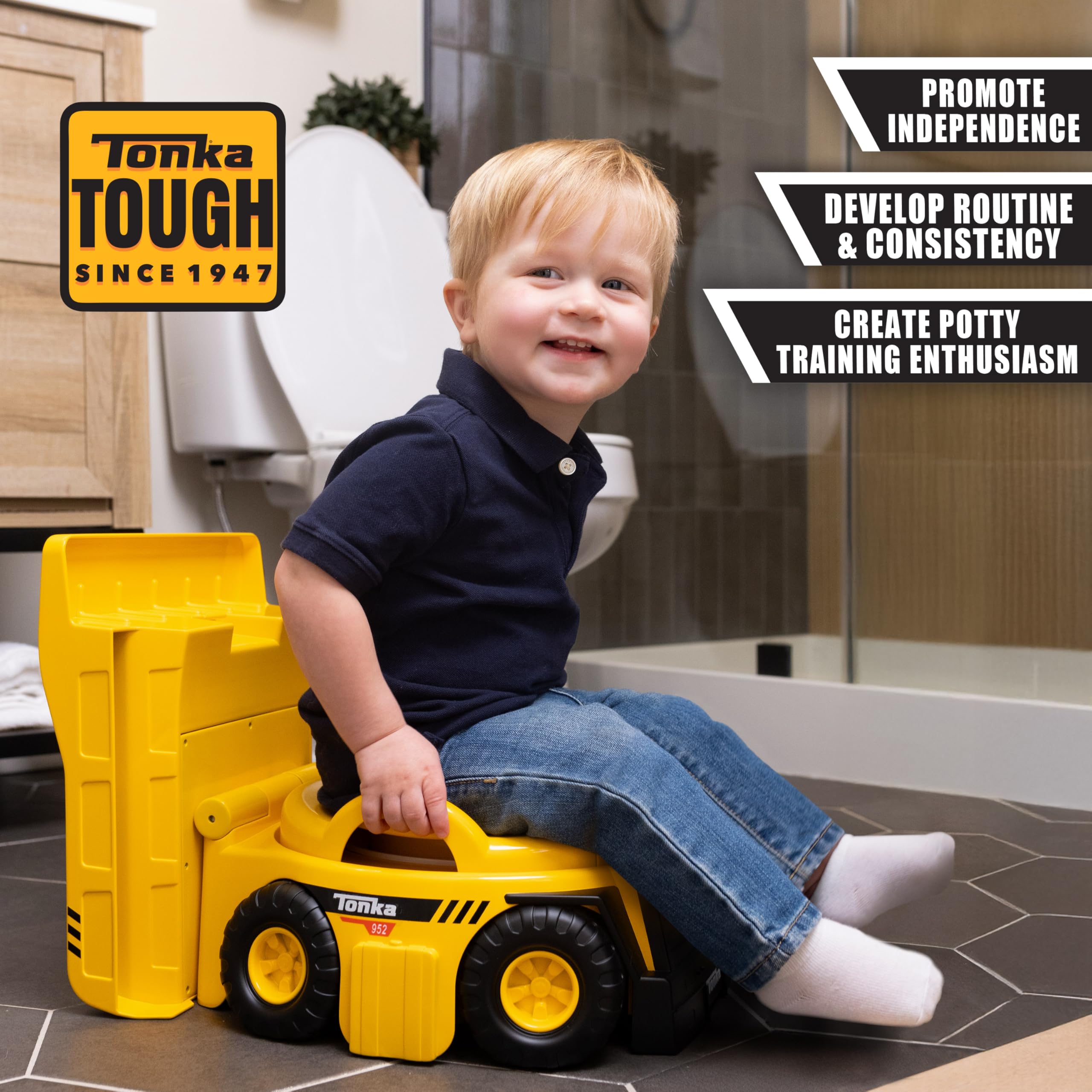 Tonka Dump Truck Potty Trainer – Potty Chair with Lid and Splash Guard, Removable Potty Ring with Handles