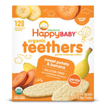 Happy Baby Organics Baby Snacks, Gentle Teething Wafers, Gluten Free & Vegan, Sweet Potato & Banana, 12 Count (Pack of 6)