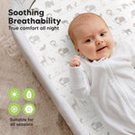 2-Pack Organic Bassinet Sheets for Girls, Boys - 100% Cotton Bassinet Mattress Sheets Compatible with Halo Bassinest Swivel Sleeper, Graco,Baby Delight,Chicco,Unisex Fitted Bassinet Sheets (Savannah)