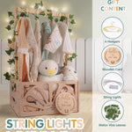 Wooden Baby Shower Crate Closet-Baby Shower Basket with Handle Hanger Rack String Lights Welcome Gift Basket Wooden Crate for Baby Shower Newborn Boys Girls Pregnancy Gifts for New Parents X-Large