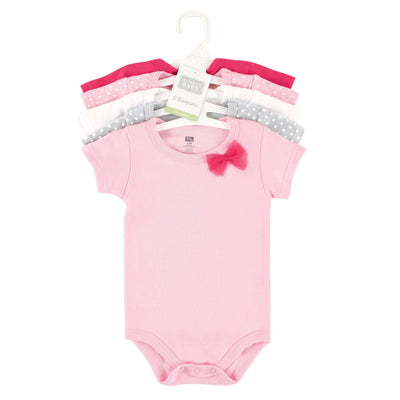 Hudson Baby Unisex Cotton Bodysuits, Basic Bow, 6-9 Months
