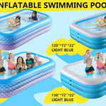 2025 Upgrade Inflatable Pool for Kids and Adults-120"*72"*22" Full-Sized Inflatable Swimming Pool Leakproof Blow Up Above Ground for Backyard Outdoor Garden Summer Water Party Blue