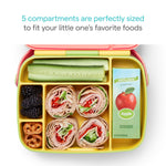 Munchkin Lunch Bento Box for Kids and Toddlers, Includes Stainless Steel Utensils, BPA-Free, 18 Months and Up, Pink/Green/Yellow