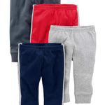 Simple Joys Baby Boy's 4-pack pant Pants, Grey/Blue/Red Side Stripe, 24 Months