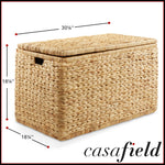 Casafield 30" Storage Chest with Lid, Handles, and Safety Hinge - Natural, Water Hyacinth Wicker Storage Trunk for Entry Way, Living Room, Bedroom