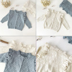 Curipeer Baby Girls Knitted Cardigan Sweater Hollow Lace Long Sleeve Outwear Sweaters for Autumn and Spring Apricot 6M