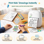 AI Sticker Printer, Mini Sticker Maker Machine for Kids and Adults, Portable Bluetooth Inkless Thermal Printer W/ 10 Rolls Thermal Paper, Pocket Photo & Label Maker for DIY, Journals, Study Notes