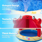 Sloosh Baby Pool Toddler Sprinkler, Crab Splash Pool with Canopy, Baby Wading Pool Inflatable Sprinkler for Learning, Children’s Water Pool Toys, Inflatable Kiddie Pool for Outdoor Summer Water