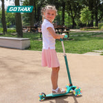 Gotrax KS1 Kids Kick Scooter, LED Lighted Wheels and 3 Adjustable Height Handlebars, Lean-to-Steer & Widen Anti-Slip Deck, 3 Wheel Scooter for Boys & Girls Ages 2-8 and up to 110 Lbs (Green)