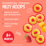Earth's Best Organic Melty Hoops, Bite-Sized Snacks for Babies 8 Months and Up, Strawberry and Mango, 0.70 Ounce Bags (Pack of 4)