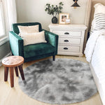 Amdrebio Tie-Dyed Light Grey Round Area Rugs for Bedroom, 4x4 ft Rug, Soft Fluffy Circle Rug for Living Room, Small Shag Fuzzy Carpet for Boys, Kids Room, Modern Floor Circular Rug, Farmhouse Rug