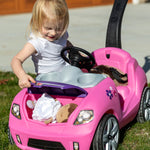 Step2 Whisper Ride II Kids Push Cars, Ride On Car, Seat Belt, Horn, Toddlers Ages 1.5 – 4 Years Old, Max Weight 50 lbs., Quick Storage, Stroller Substitute, Pink