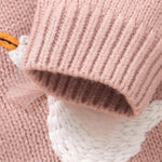 DovFanny Baby Toddler Girl Cardigan Warm Sweater Floral Long Sleeve Jumpers Coats Knitted Clothes with Cute Goose