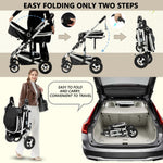 Kinder King 2 in 1 Convertible Baby Stroller, Folding High Landscape Infant Carriage, Newborn Reversible Bassinet Pram, Adjustable Canopy, Diaper Bag, Anti-Shock Toddler Pushchair Stroller, Black