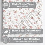 Crib Sheets Neutral - Fitted Baby Crib Sheets Bed for Girl Boy - 2 Pack Standard & Toddler Mattress (Juliette) - Buttery Soft Organic Cotton Blend