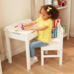 Melissa & Doug Wooden Child's Lift-Top Desk & Chair - White Play Desk and Chair Set for Toddlers and Kids Ages 3+
